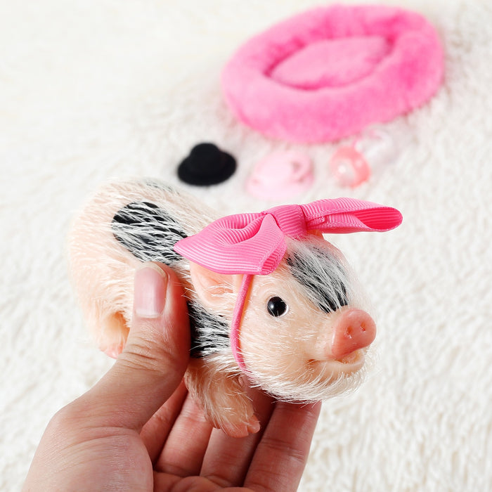 6Inch Silicone Pig Doll Toy Mini Soft Lifelike Pig Doll Cute Miniature
